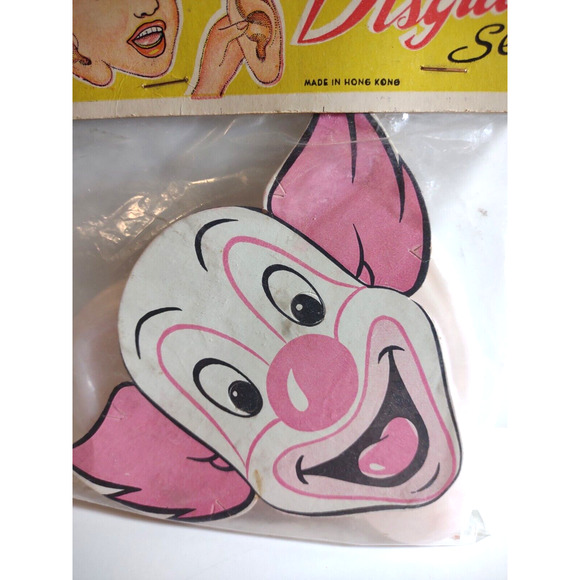 Bozo The Clown Plastic Ears Disguise Set Hong Kong 1960s Vintage Toy Header Card - Picture 2 of 4